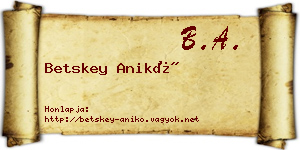 Betskey Anikó névjegykártya